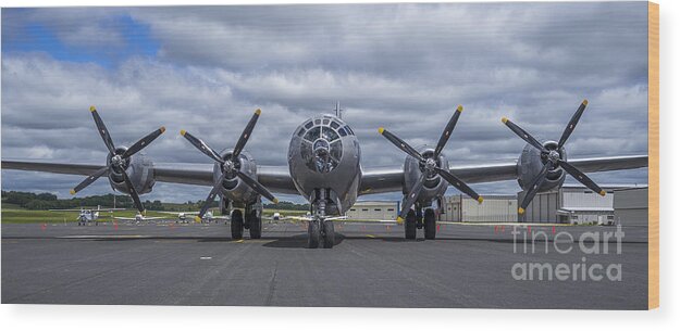Plane Wood Print featuring the photograph B29 superfortress by Steven Ralser