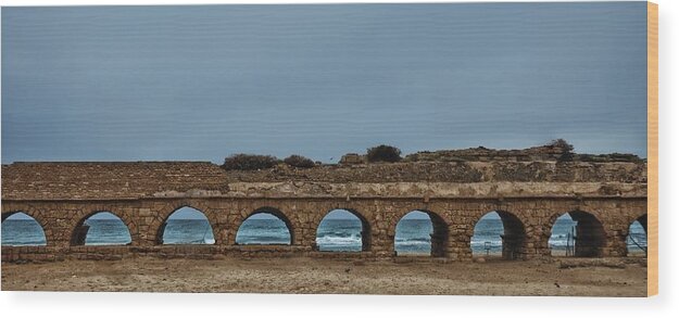 Israel Wood Print featuring the photograph Ceasarea Aqueduct 2 by Mark Fuller
