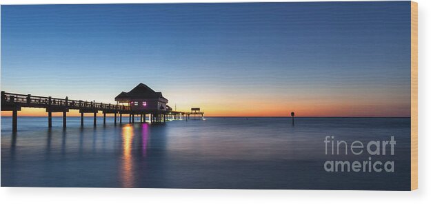 Nature Wood Print featuring the photograph Clearwater Beach Pier by Steven Reed