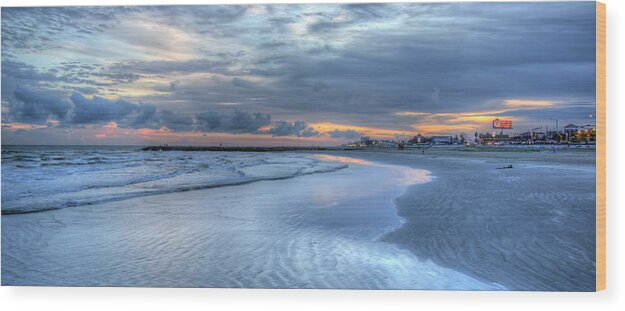 Galveston Wood Print featuring the photograph Galveston Sunset by Gregory Cox