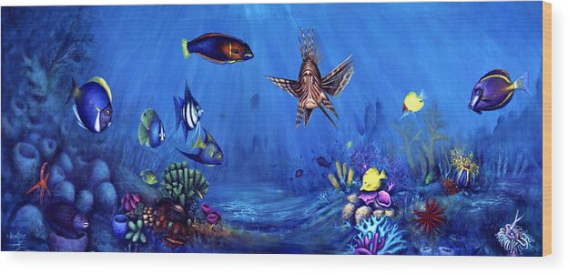 Undersea Wood Print featuring the painting Happy Family by Lynn Buettner