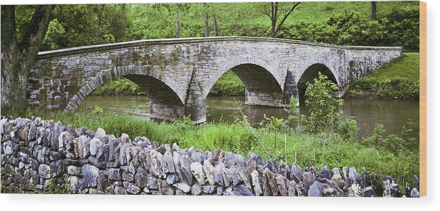 American Civil War Wood Print featuring the photograph Historic Burnside Bridge And Stone Wall by Jeffgoulden