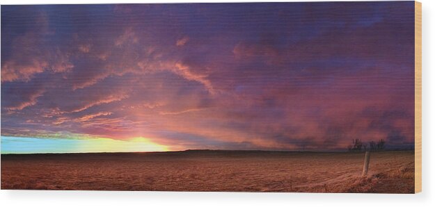 Sunset Wood Print featuring the photograph January Sunset with Cold Front by Rod Seel