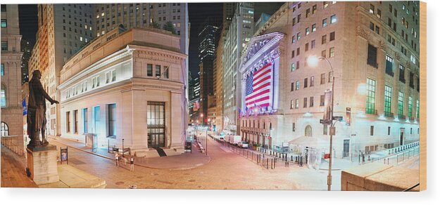 New York City Wood Print featuring the photograph New York City Wall Street panorama by Songquan Deng