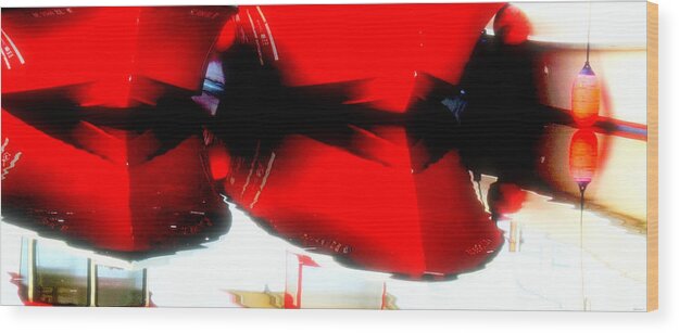 Abstract Wood Print featuring the photograph Red Boats by Deborah Smith