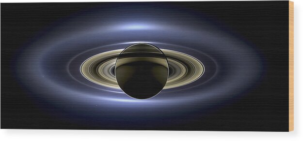 3scape Wood Print featuring the photograph Saturn Mosaic with Earth by Adam Romanowicz