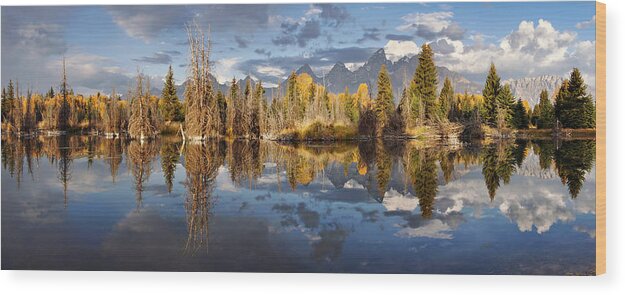 Grand Tetons Wood Print featuring the photograph Silent Symmetry by Leda Robertson