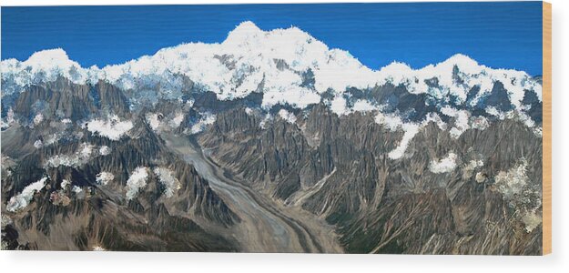 Snow Wood Print featuring the painting Snow Capped Canyon by Bruce Nutting