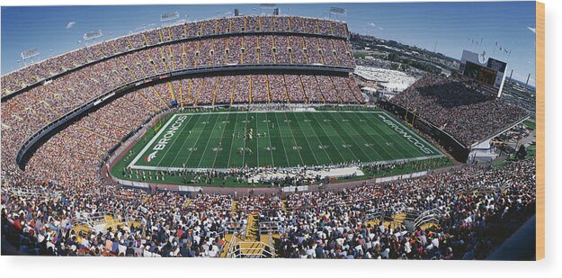 Photography Wood Print featuring the photograph Sold Out Crowd At Mile High Stadium by Panoramic Images