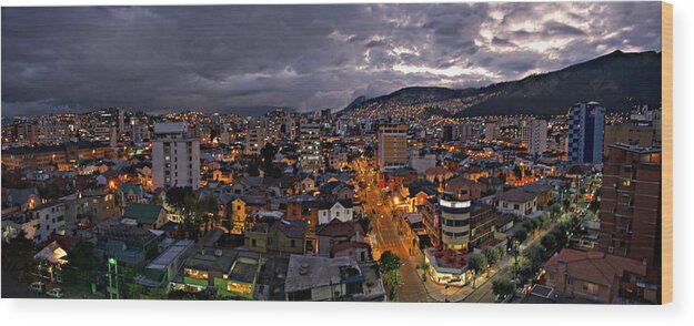 Quito Wood Print featuring the photograph Stormy Evening Skyline in Quito by Leda Robertson