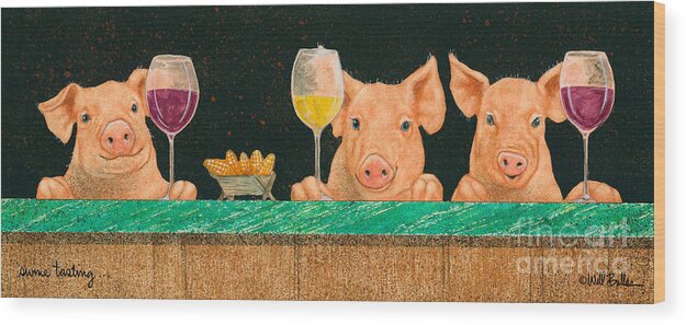 Will Bullas Wood Print featuring the painting Swine Tasting... by Will Bullas