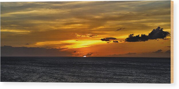 Sunset Wood Print featuring the photograph Watching the sun set in Barbados by Craig Bowman