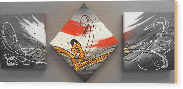 Windsurfer Wood Print featuring the painting Windsurfer Spotlighted by Darren Robinson