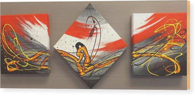 Windsurfer Wood Print featuring the painting Windsurfer Triptych by Darren Robinson