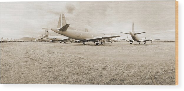 Aircraft Wood Print featuring the photograph Orion P-3s AMARC - Tucson by Jan W Faul