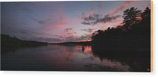 Sunset Wood Print featuring the photograph Evening Paddle #1 by John Meader