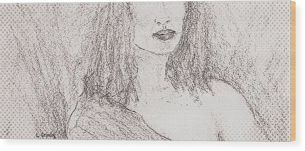 Angie Wood Print featuring the drawing Angie by Lessandra Grimley