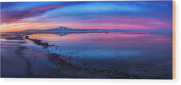 Sunrise Wood Print featuring the photograph Antelope Island Sunrise by Michael Ash