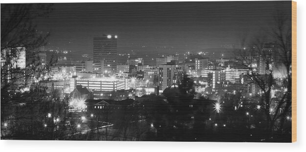Asheville Wood Print featuring the photograph Asheville North Carolina Skyline by Gray Artus