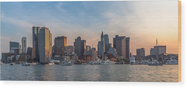 Boston Wood Print featuring the photograph Boston Harbor Sunset by Brian MacLean