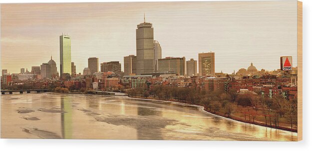 Boston Wood Print featuring the photograph Boston Skyline on a December Morning by Mitchell R Grosky