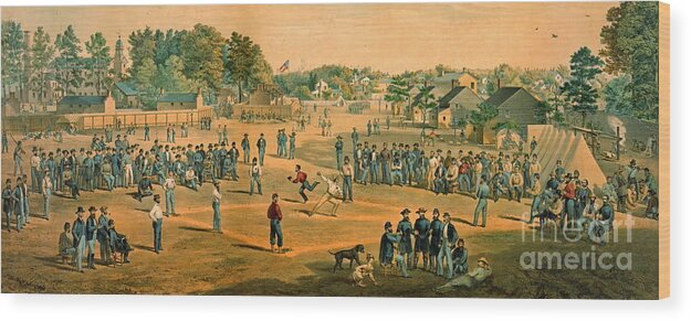 Civil War Baseball 1863 Wood Print featuring the photograph Civil War Baseball 1863 by Padre Art