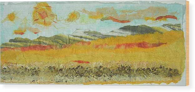 Prairie Scene Wood Print featuring the painting Harvest Time on the Prairies by Naomi Gerrard
