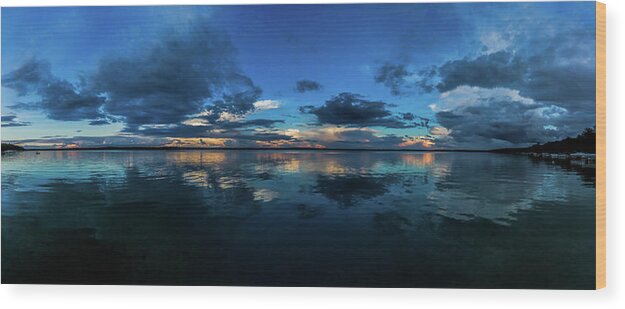 Higgins Lake Wood Print featuring the photograph Higgins Lake Panorama by Joe Holley