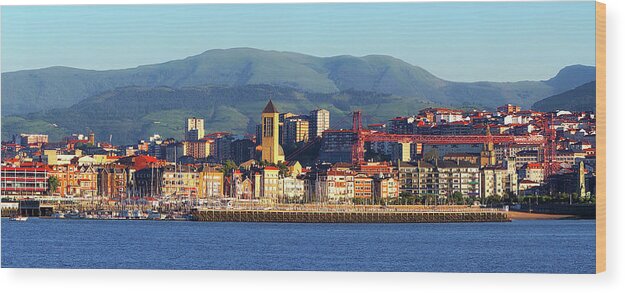 Getxo Wood Print featuring the photograph Panorama of Las Arenas of Getxo by Mikel Martinez de Osaba