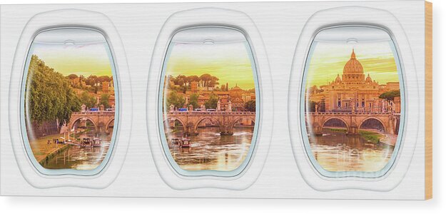 Italy Wood Print featuring the photograph Porthole windows on Rome by Benny Marty