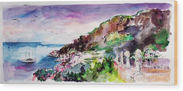 Italy Wood Print featuring the painting Ravello Villa Cimbrone Amalfi Coast by Ginette Callaway