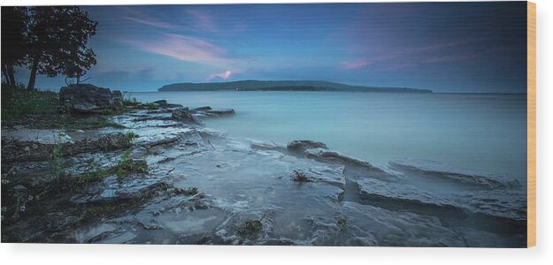 Wisconsin Wood Print featuring the photograph Rock Island Sunset by David Heilman