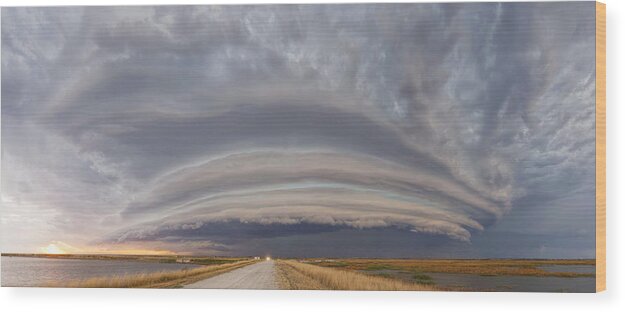 Kansas Wood Print featuring the photograph Shelf Cloud over Cheyenne Bottoms by Rob Graham