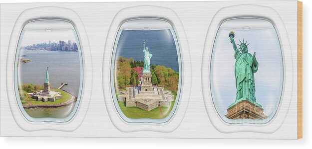New York Wood Print featuring the photograph Statue of Liberty Portholes by Benny Marty