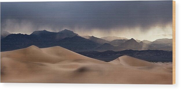 Sand Dunes Wood Print featuring the photograph Stormy Mesquite Sand Dunes by Naoki Aiba