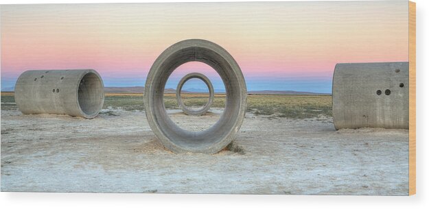 After Sundown Wood Print featuring the photograph Sun Tunnel Dusk Panorama by David Andersen