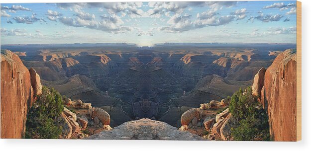 Valley Of The Gods Wood Print featuring the photograph Sunset Tour Valley Of The Gods Utah Pan 09 Mirrored by Thomas Woolworth
