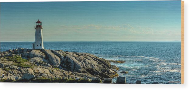 Peggys Cove Wood Print featuring the photograph The Iconic Lighthouse at Peggys Cove by Ken Morris