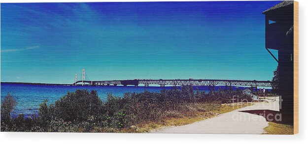Mackinaw Bridge Wood Print featuring the photograph Tip of the Mitt by Randall Cogle