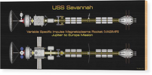 Spaceship Wood Print featuring the digital art USS Savannah Profile by David Robinson