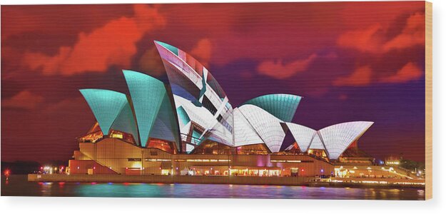 Sydney Wood Print featuring the photograph Vivid Nights by Az Jackson