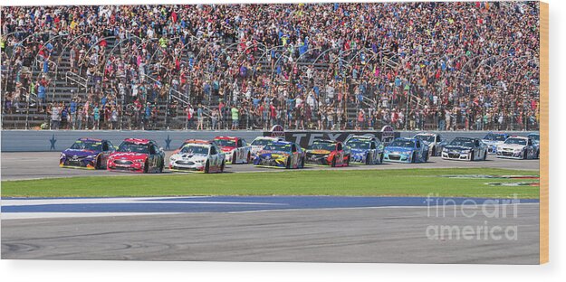 Texas Motor Speedway Wood Print featuring the photograph We have a race by Paul Quinn