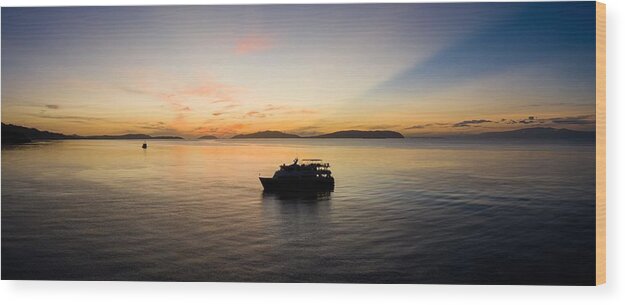 Landscapeaerial Wood Print featuring the photograph Sunrise Silhouettes A Diving Live #1 by Ethan Daniels