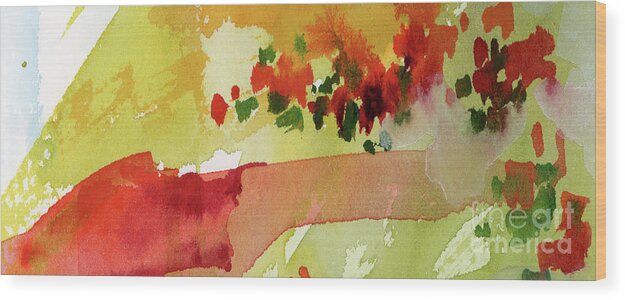 Res Poppies Wood Print featuring the painting Abstract Red Poppies Panorama by Ginette Callaway