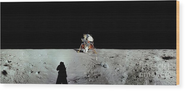 Apollo 11 Wood Print featuring the photograph Apollo 11 Hi-res Panorama of the first men by Andy Myatt