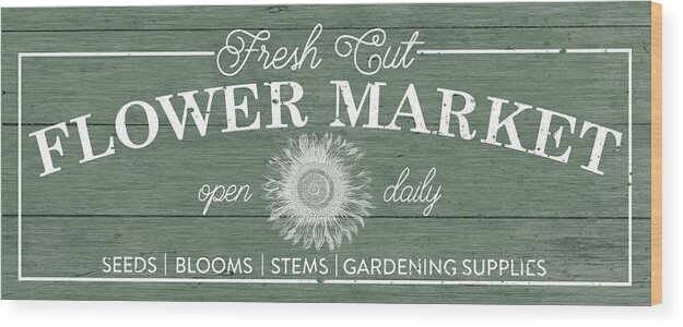 Barn Board Wood Print featuring the painting Flower Market I Sage by Wild Apple Portfolio