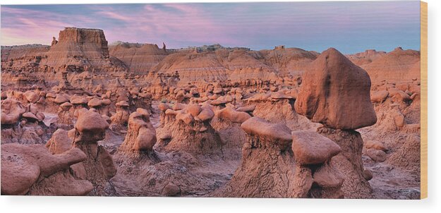 Balance Wood Print featuring the photograph Goblin Vally Panoramic by Leland D Howard