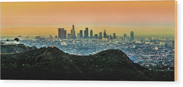 Los Angeles Wood Print featuring the photograph Golden California Sunrise by Az Jackson