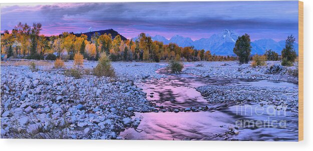 Spread Creek Wood Print featuring the photograph Grand Teton Pink Stream by Adam Jewell