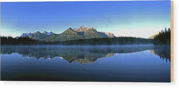 Tranquility Wood Print featuring the photograph Herbert Lake, Bow Range, Banff Np by Hans-peter Merten